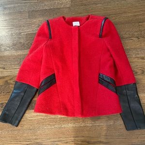 Parker jacket with leather detail